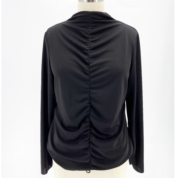 SILVAE Tops - SILVAE Gathered Mock-turtleneck Black Ruched Top~L